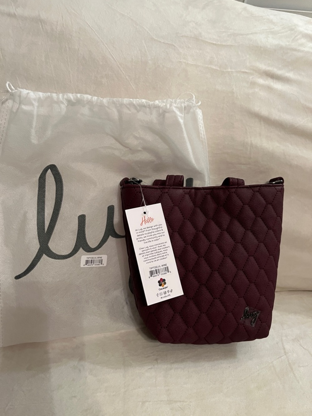 LUG - Tip Toe Matte Luxe Vegan Leather Crossbody Bag in Wine